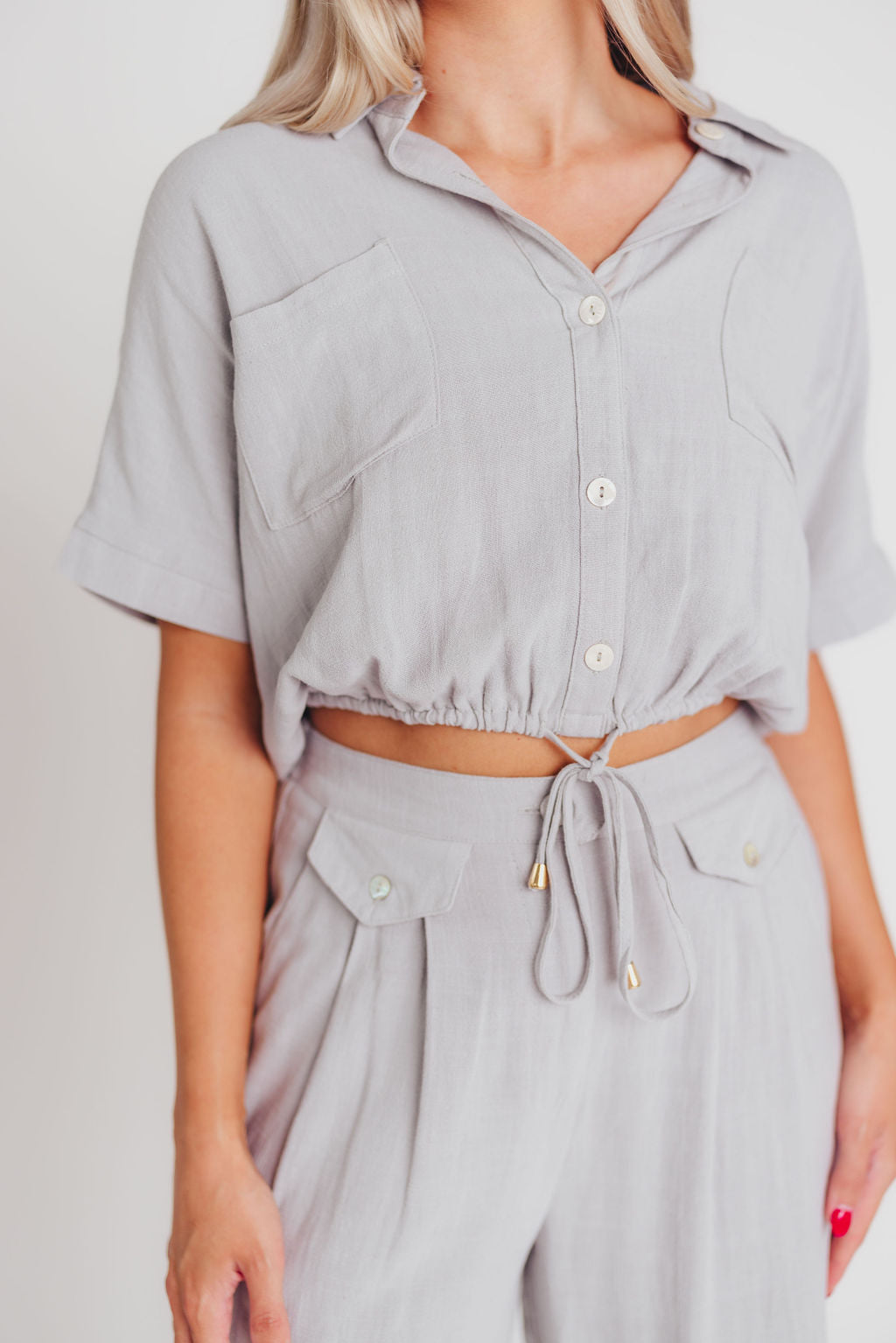 Erin Linen Blend Pleated Trousers in Cool Sage