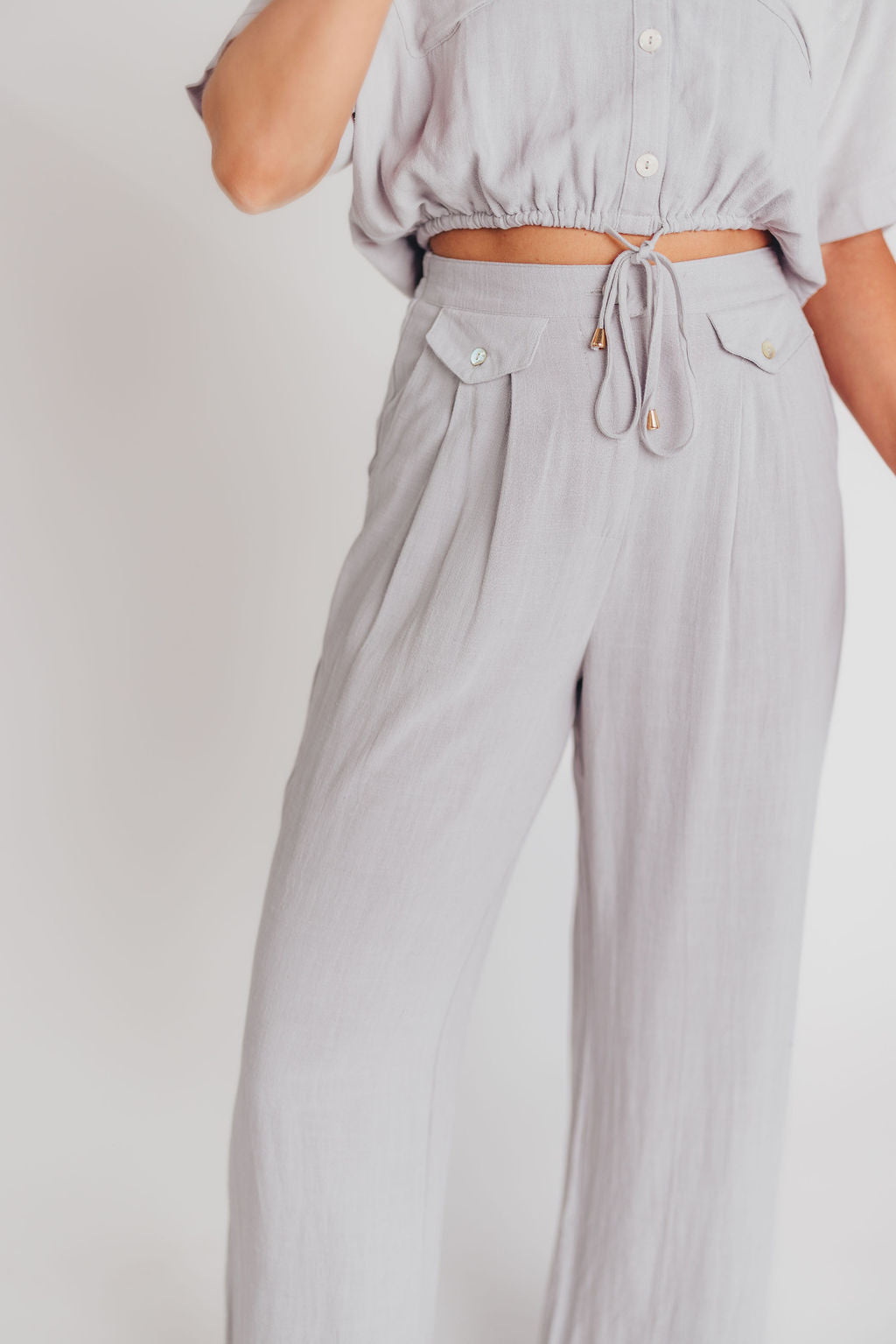 Erin Linen Blend Pleated Trousers in Cool Sage