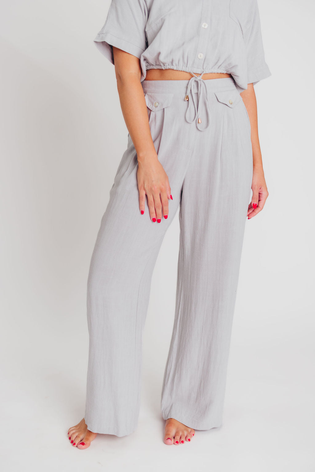 Erin Linen Blend Pleated Trousers in Cool Sage