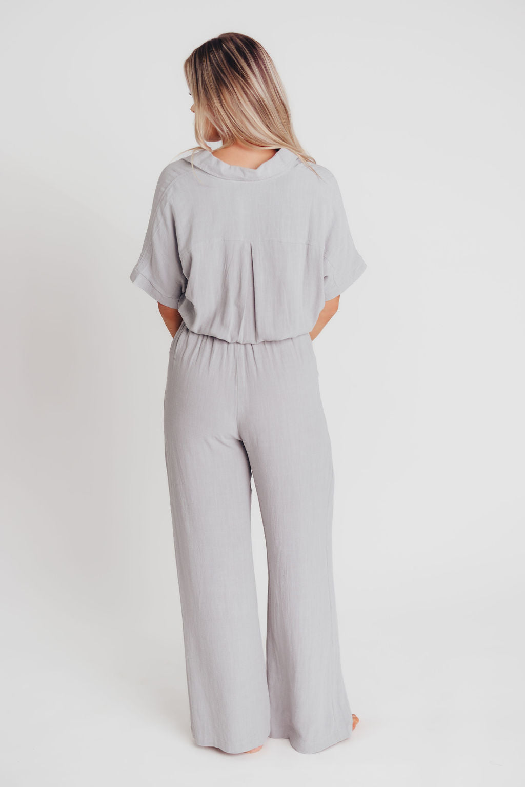 Erin Linen Blend Drawstring Shirt in Cool Sage