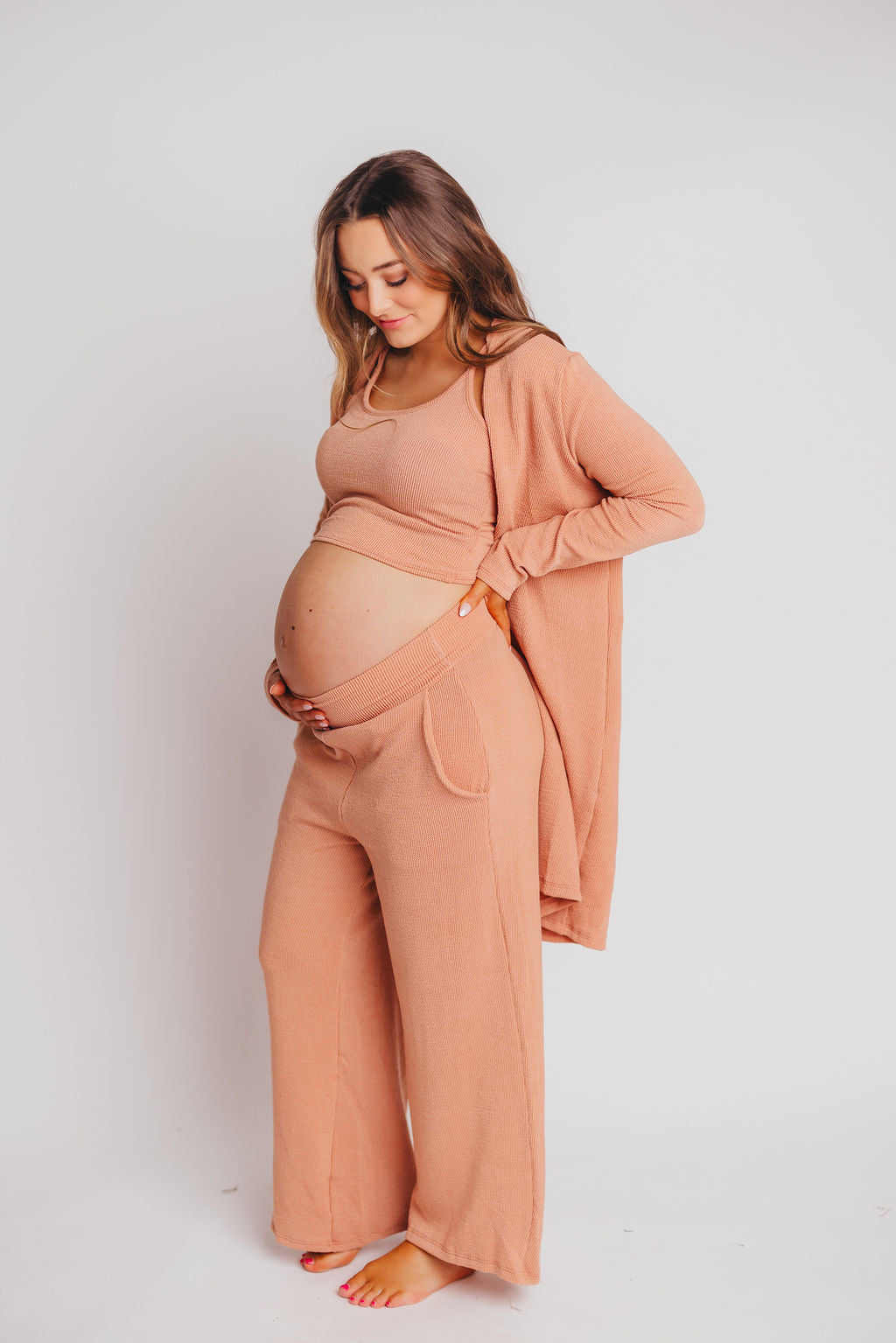 Betsy Ribbed Cardigan in Blush
