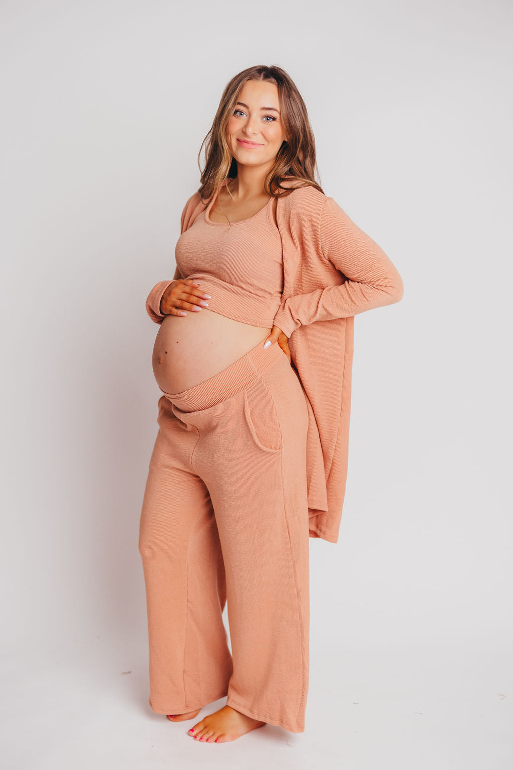 Betsy Ribbed Cardigan in Blush