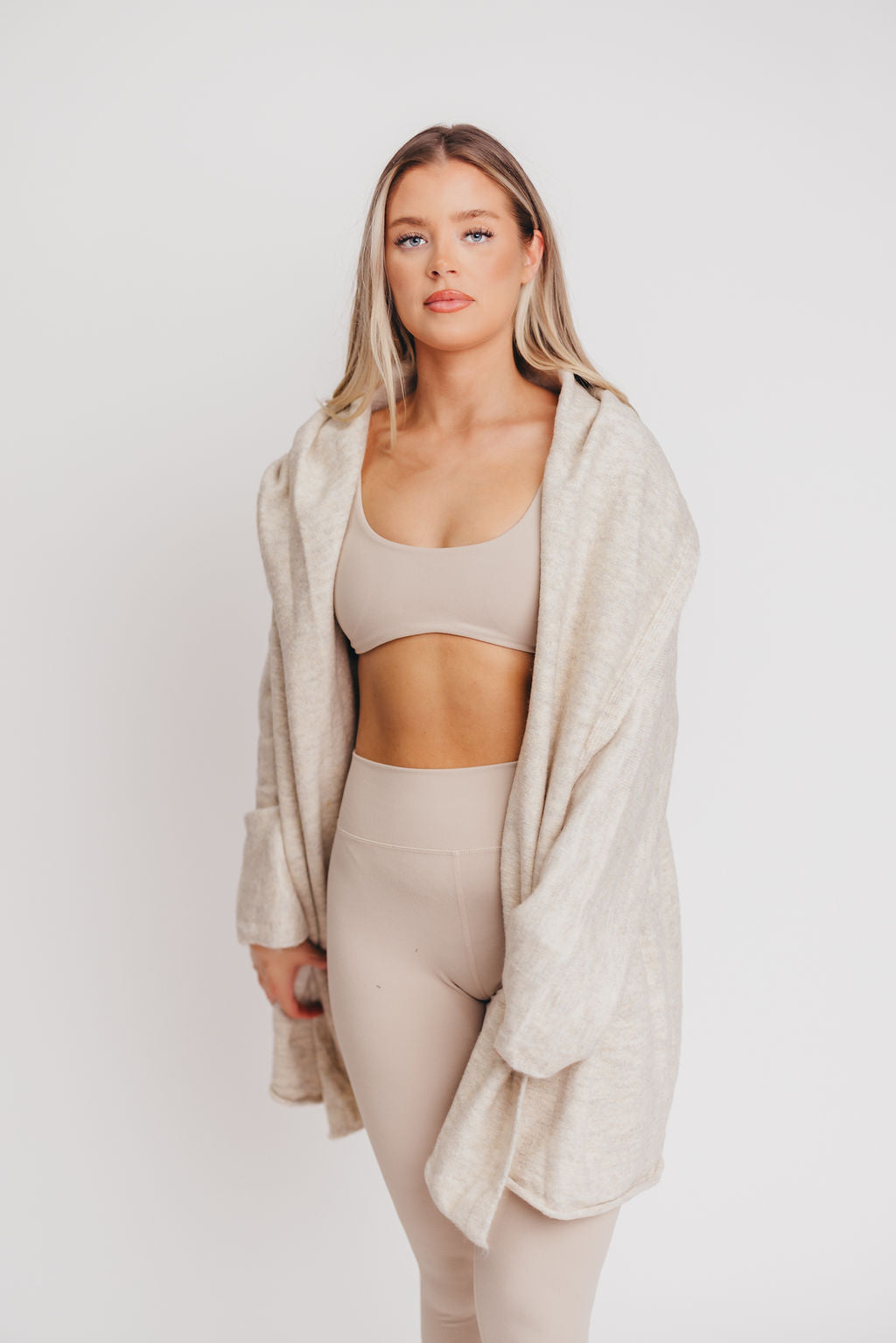 Ace Hooded Open Cardigan in Ivory