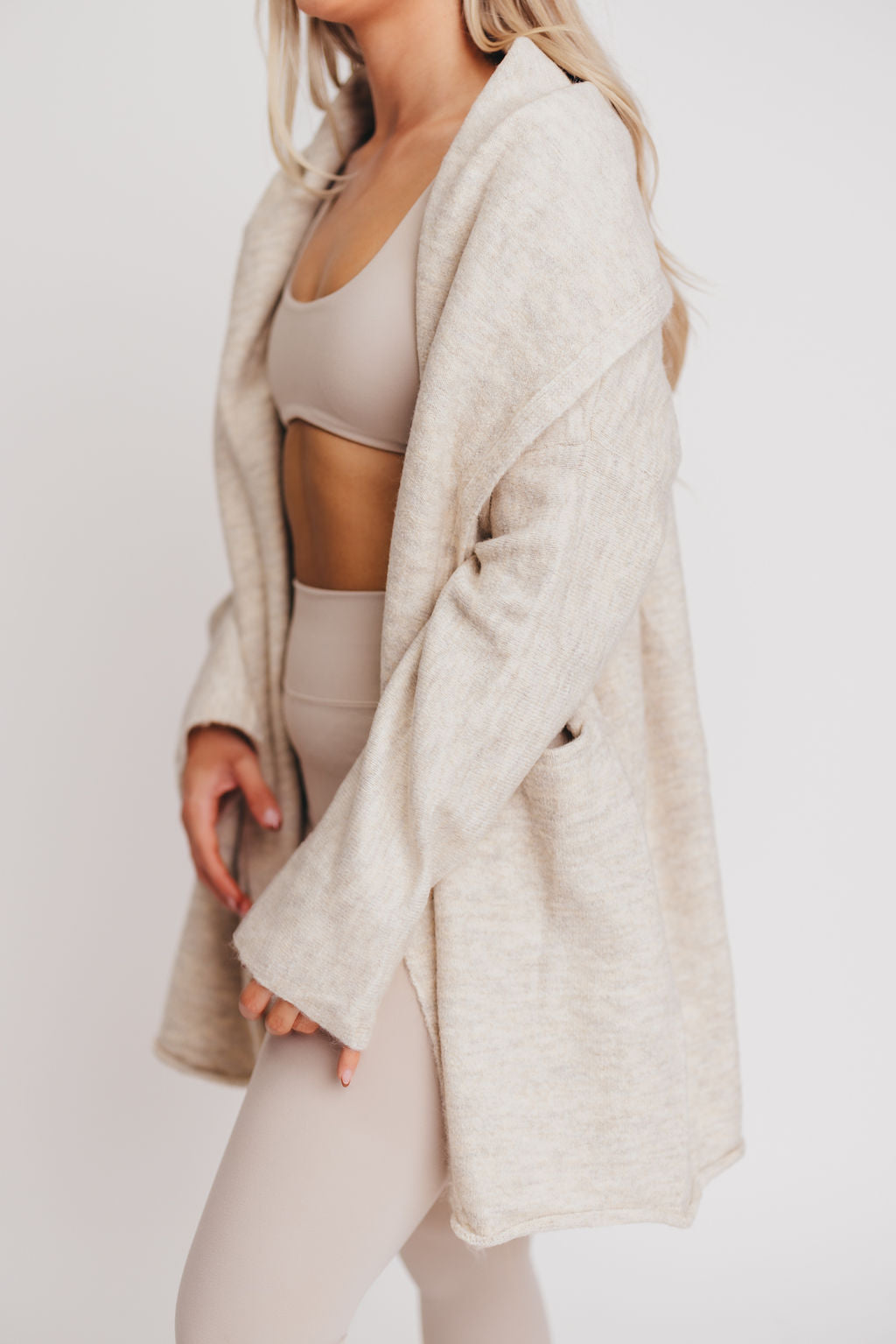 Ace Hooded Open Cardigan in Ivory