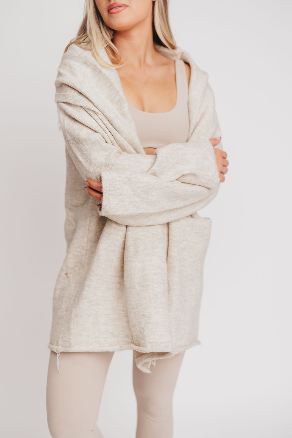 Ace Hooded Open Cardigan in Ivory