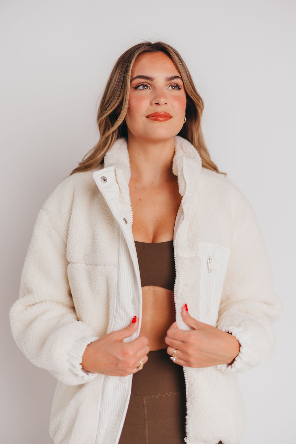 Bella Sherpa Puffer Jacket in Off White