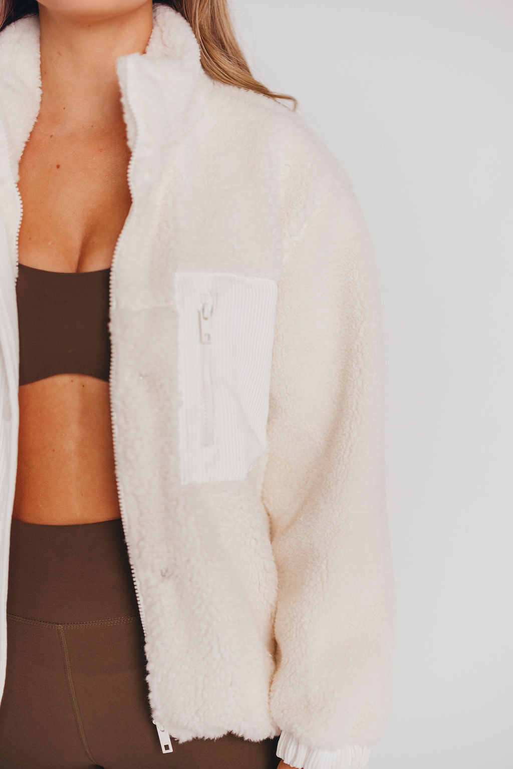 Bella Sherpa Puffer Jacket in Off White