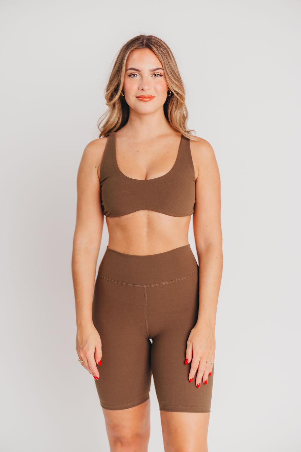 Worth the Label High-Waisted Brushed Biker Shorts in Olive