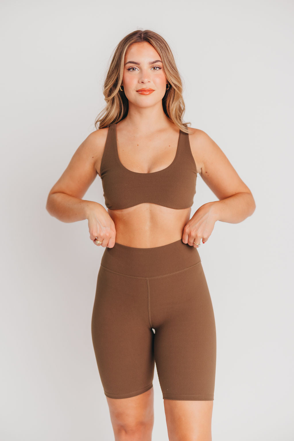 Worth the Label High-Waisted Brushed Biker Shorts in Olive