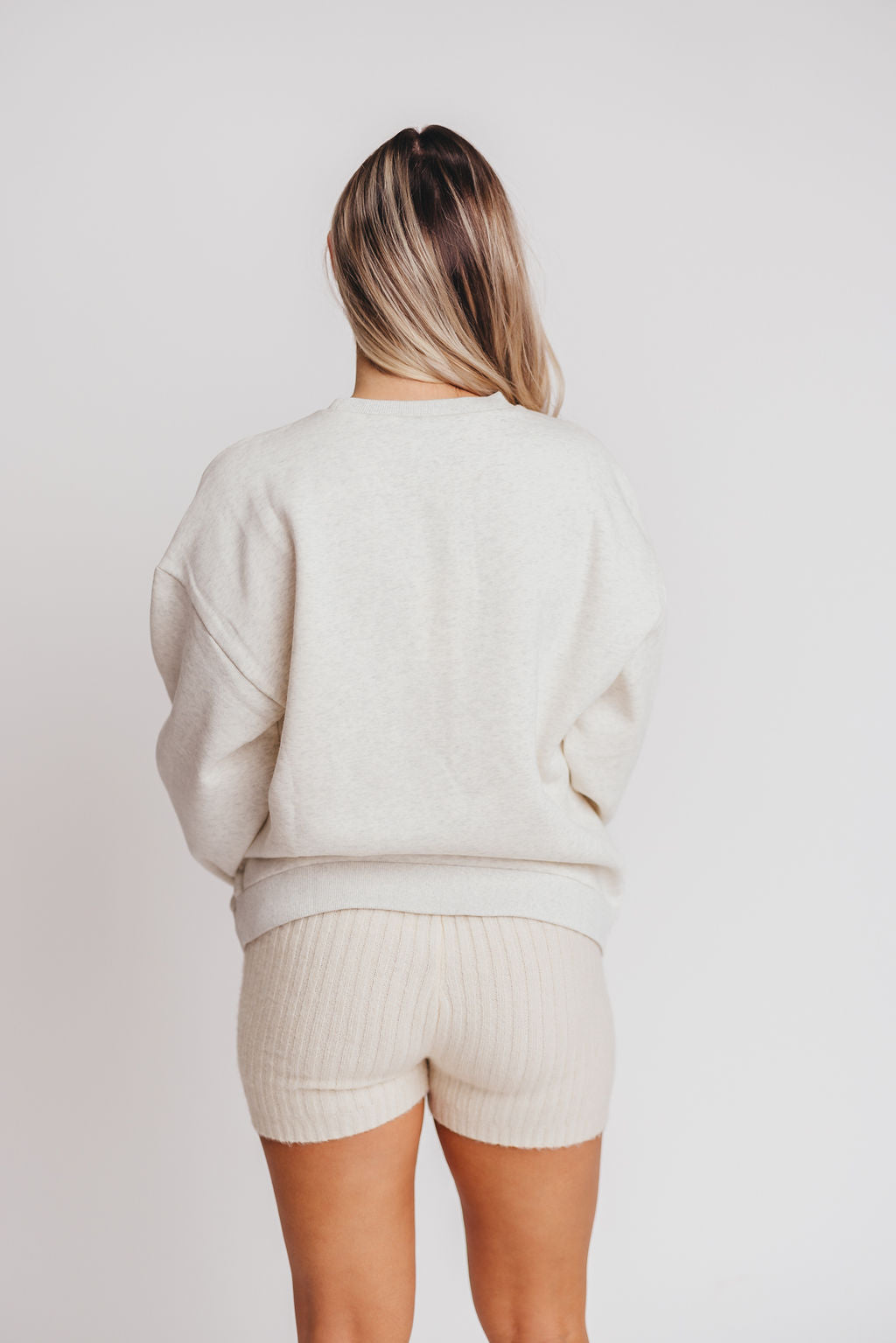 New York Boucle Letter Patch Sweatshirt in Melange Grey