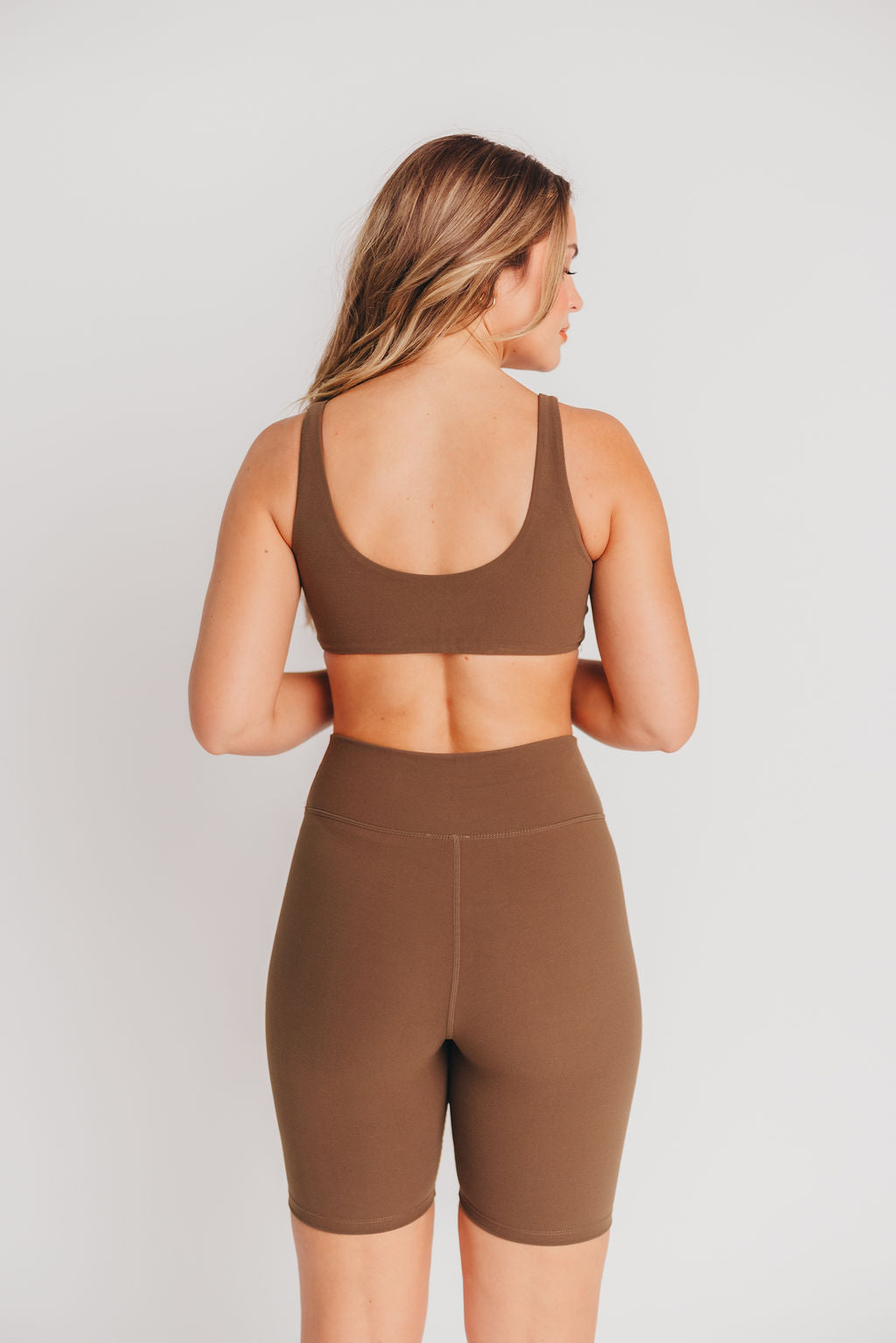 Worth the Label High-Waisted Brushed Biker Shorts in Olive