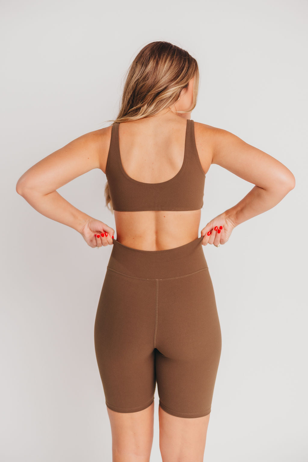 Worth the Label High-Waisted Brushed Biker Shorts in Olive