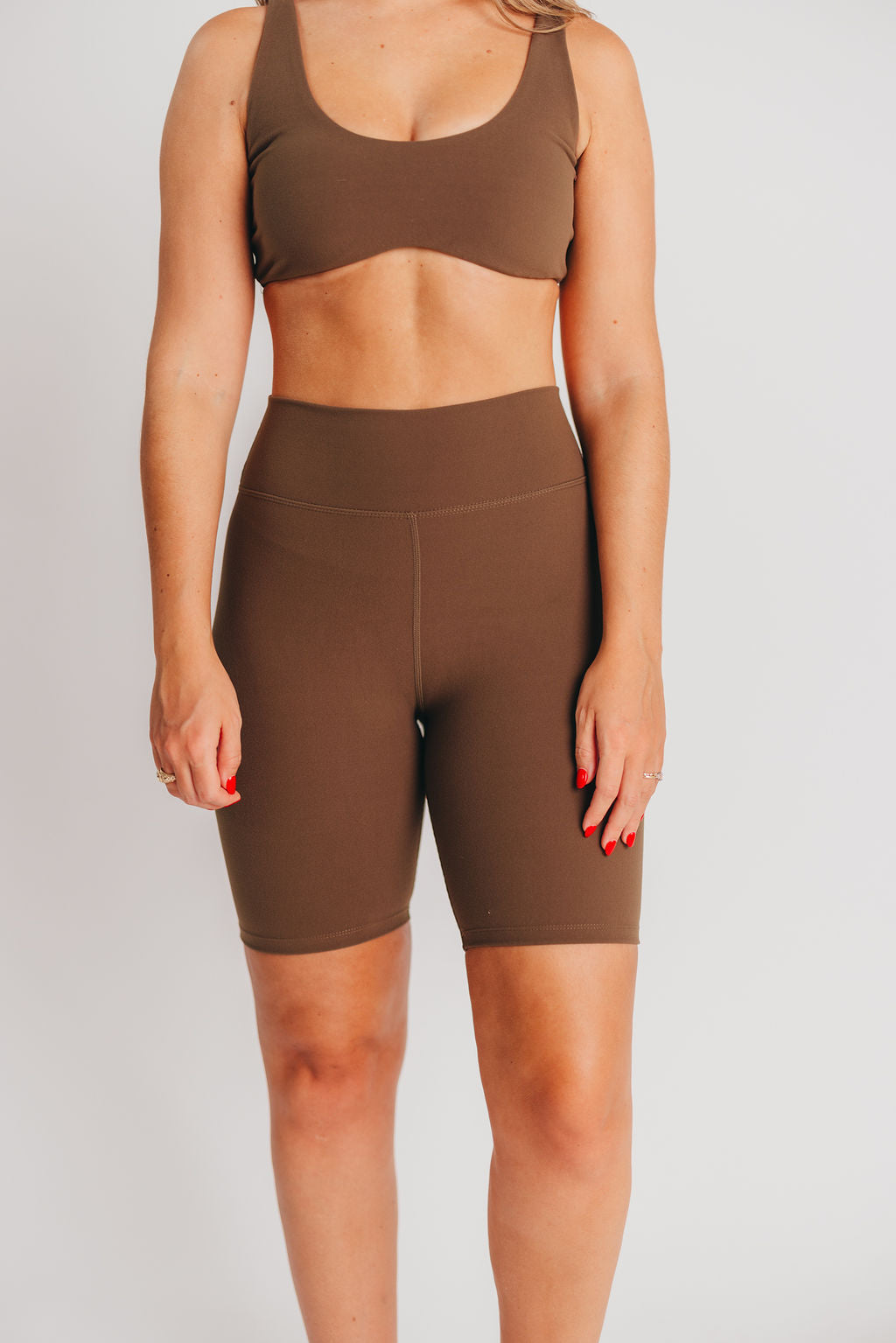 Worth the Label High-Waisted Brushed Biker Shorts in Olive