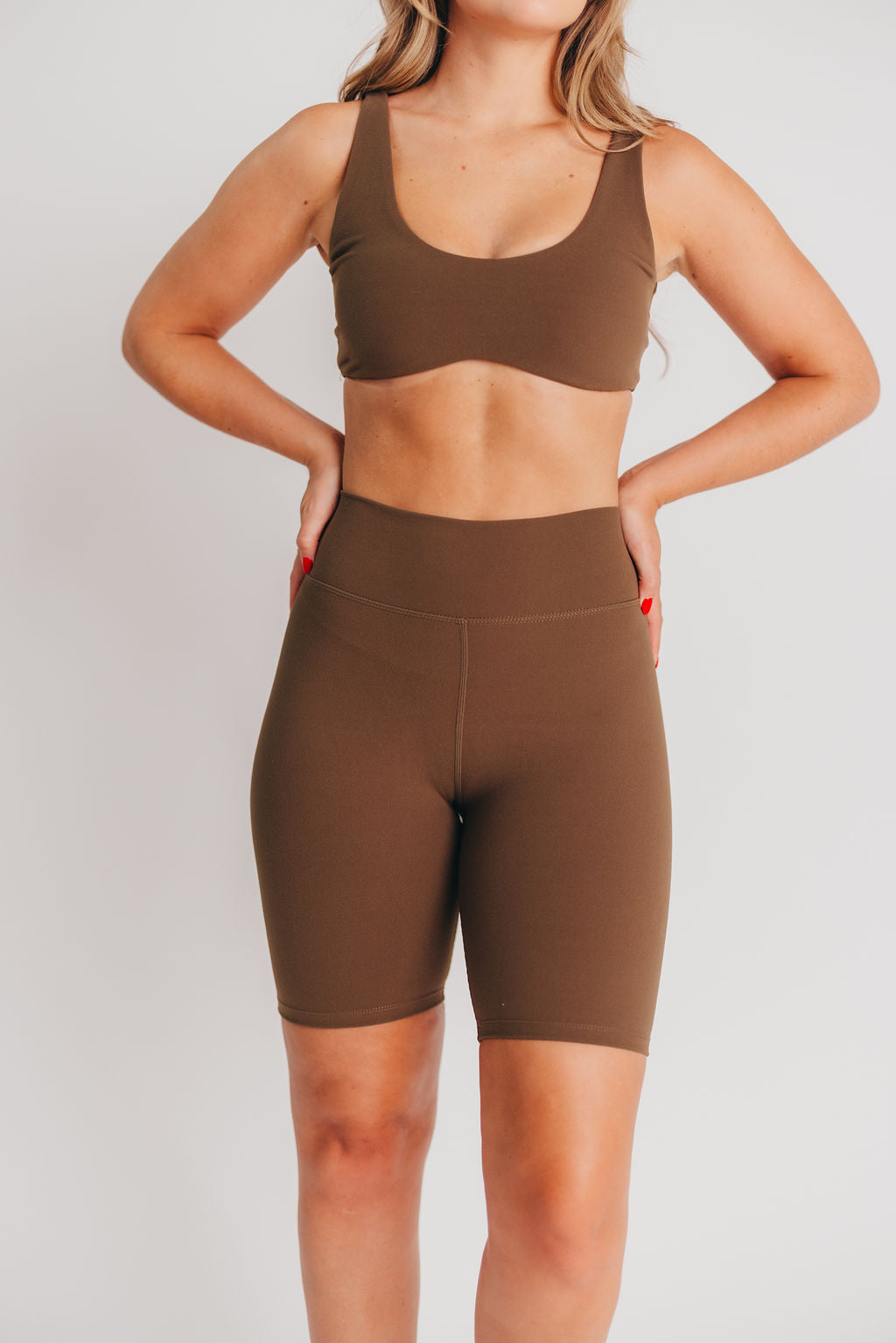 Worth the Label High-Waisted Brushed Biker Shorts in Olive