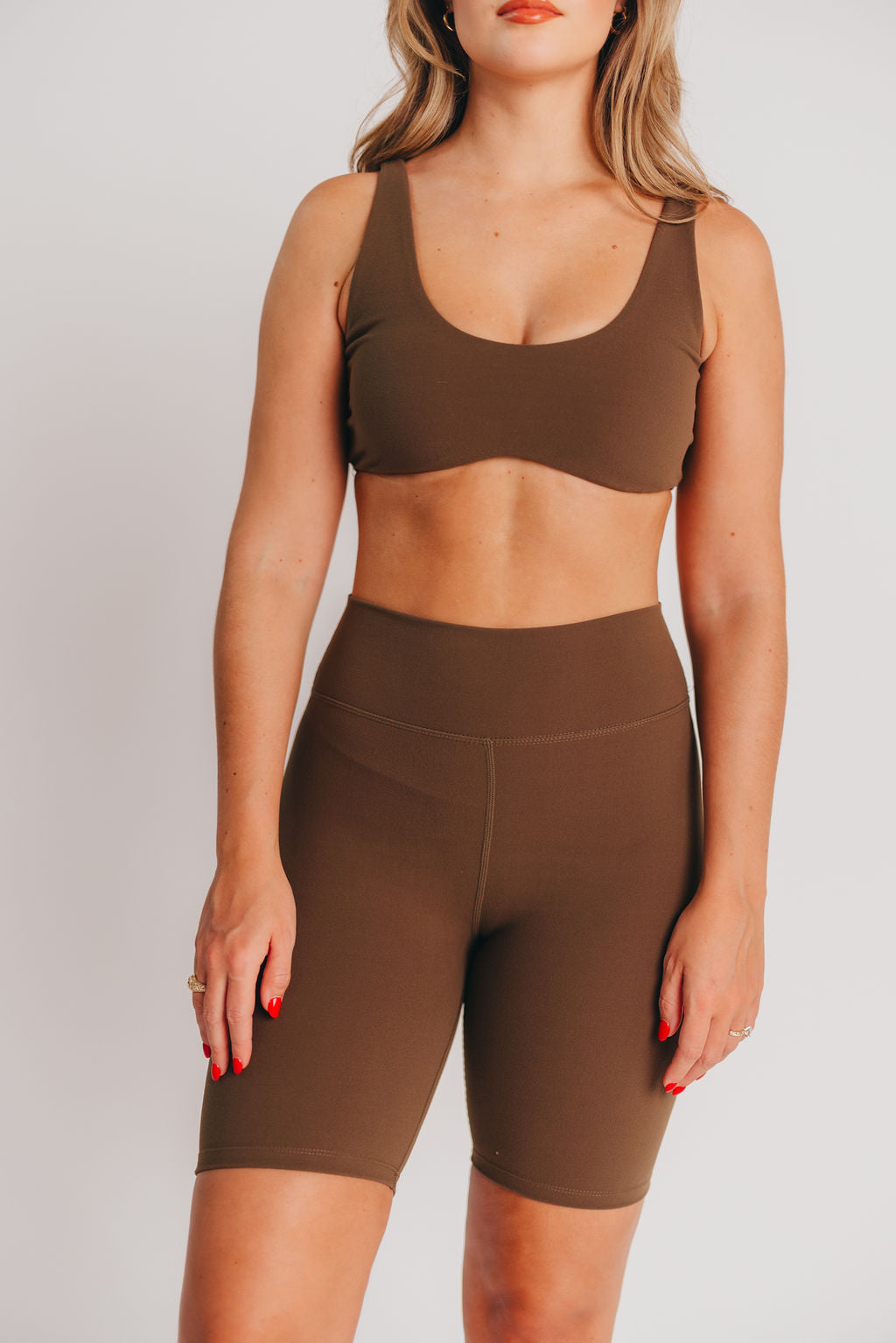Worth the Label High-Waisted Brushed Biker Shorts in Olive