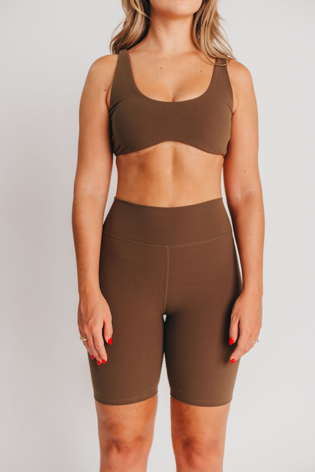 Worth the Label High-Waisted Brushed Biker Shorts in Olive