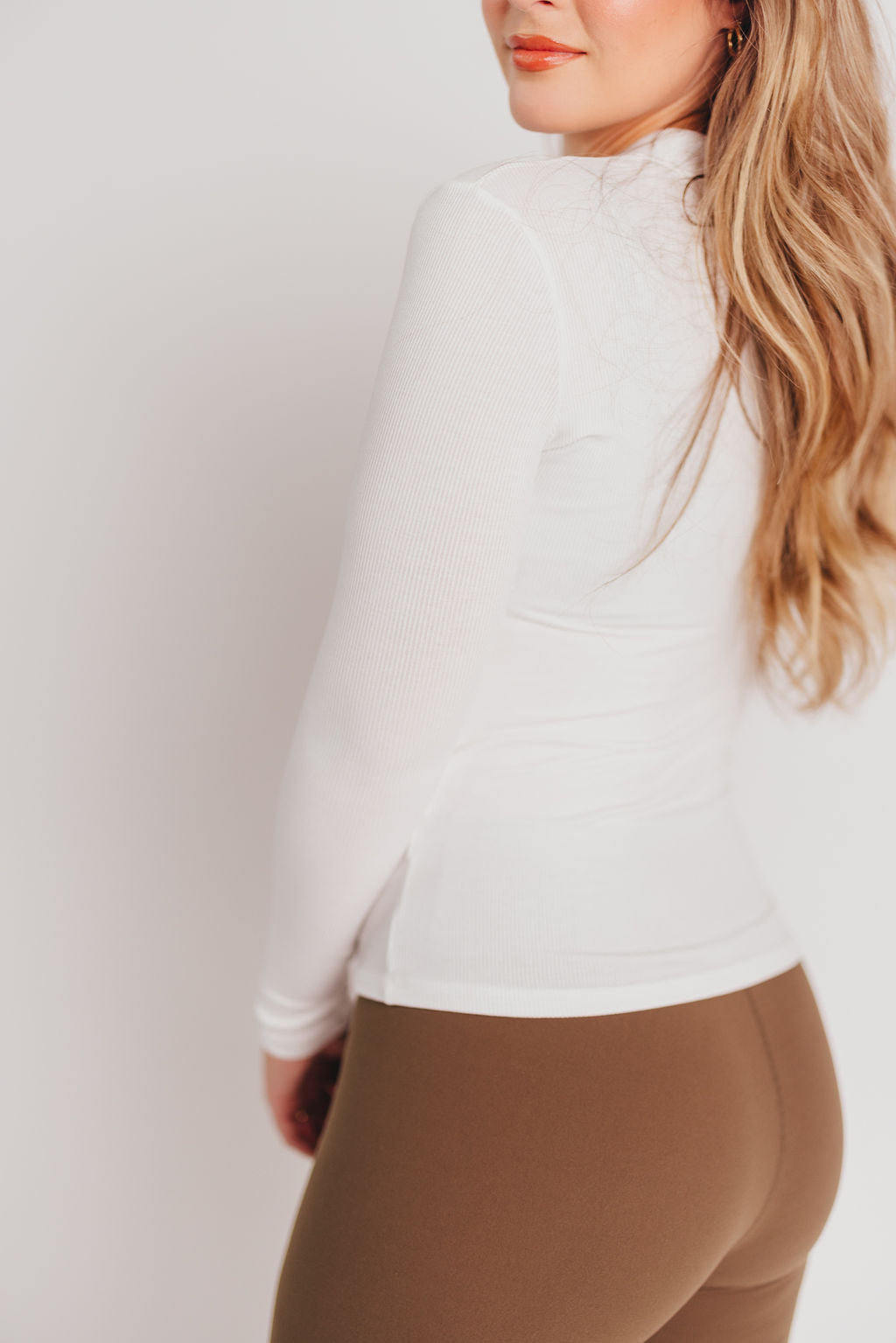 Worth the Label Button-Front Henley Top in White
