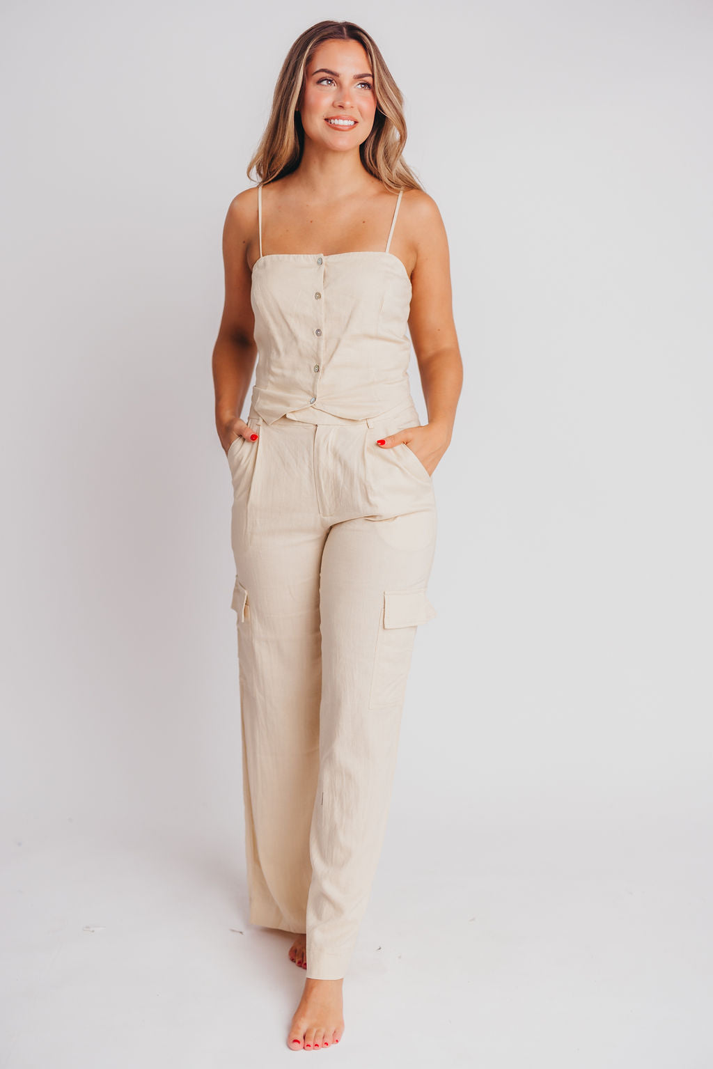 McKenna Cropped Tank and Cargo Pant Set in Jute