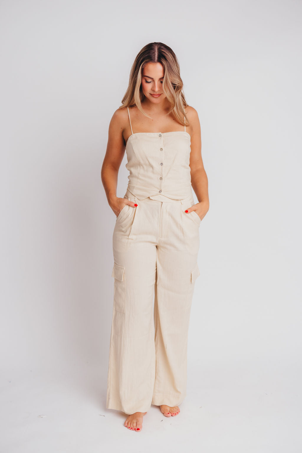 McKenna Cropped Tank and Cargo Pant Set in Jute