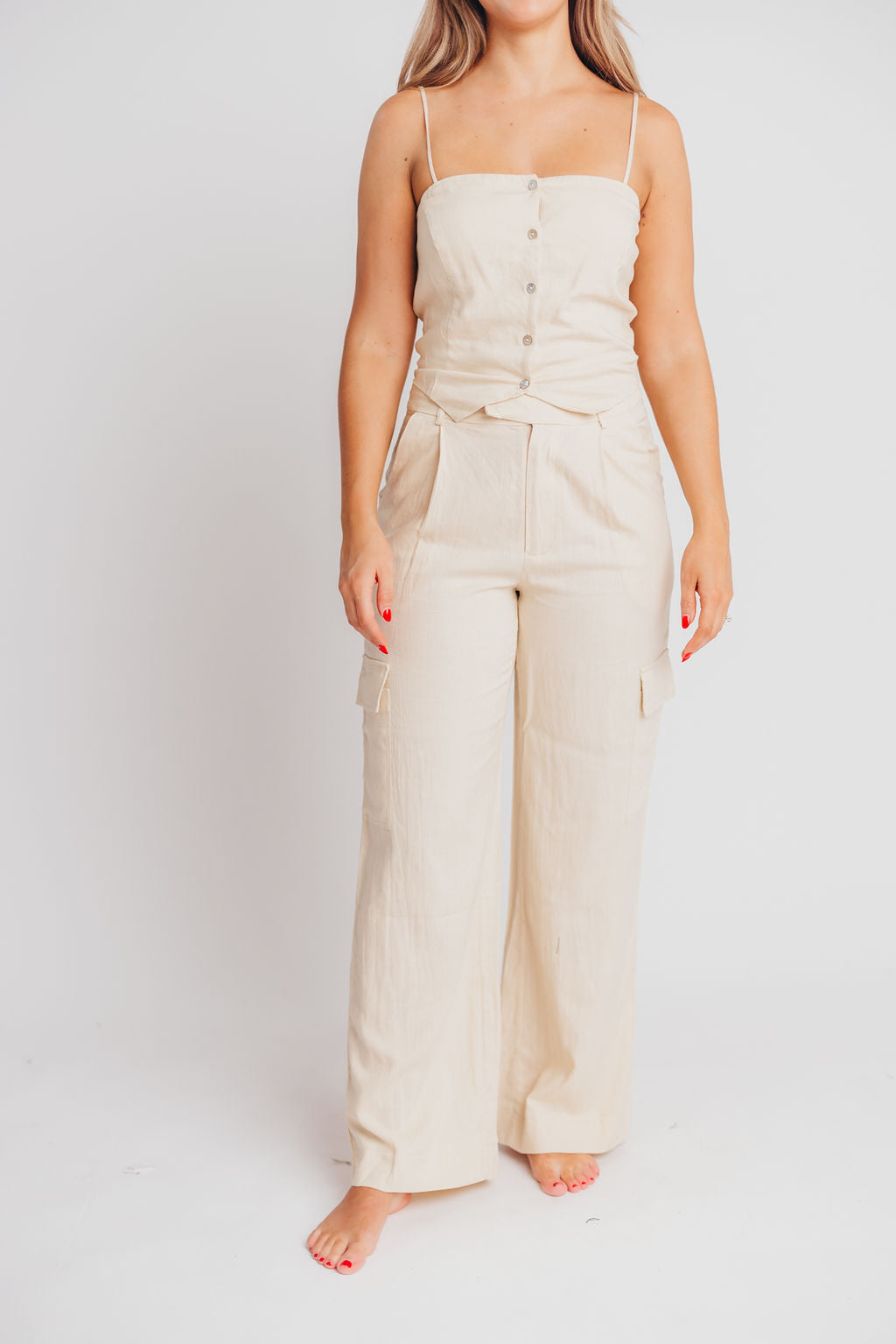 McKenna Cropped Tank and Cargo Pant Set in Jute