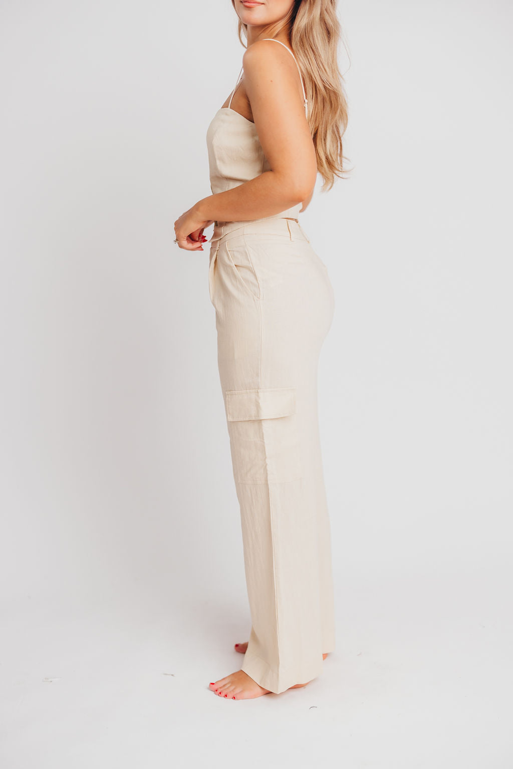 McKenna Cropped Tank and Cargo Pant Set in Jute