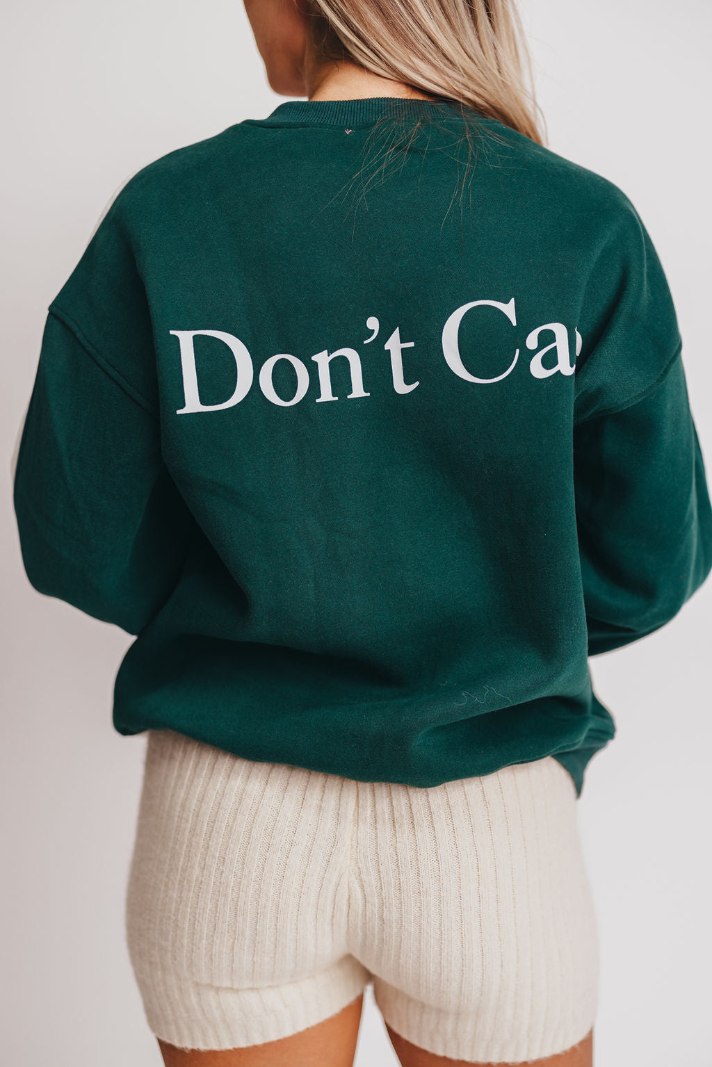 Blythe "Don't Know, Don't Care" Pullover in Green/Heather Grey