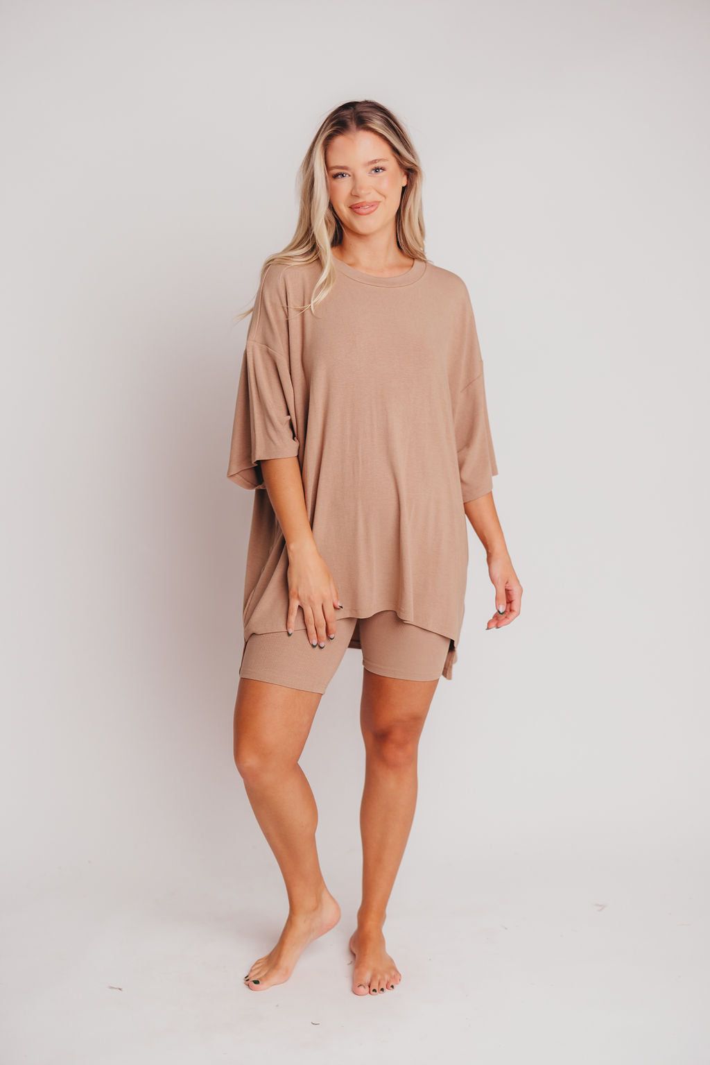 All Weekend Long Set - Short Sleeves - in Biscotti