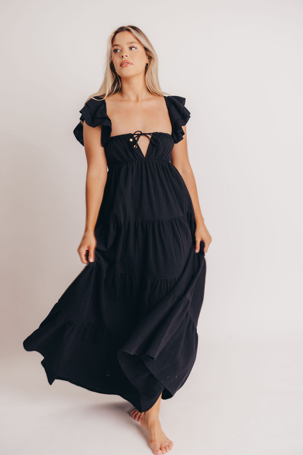 Nymph Maxi Dress in Black - Handmade in Bali - Extended Sizes