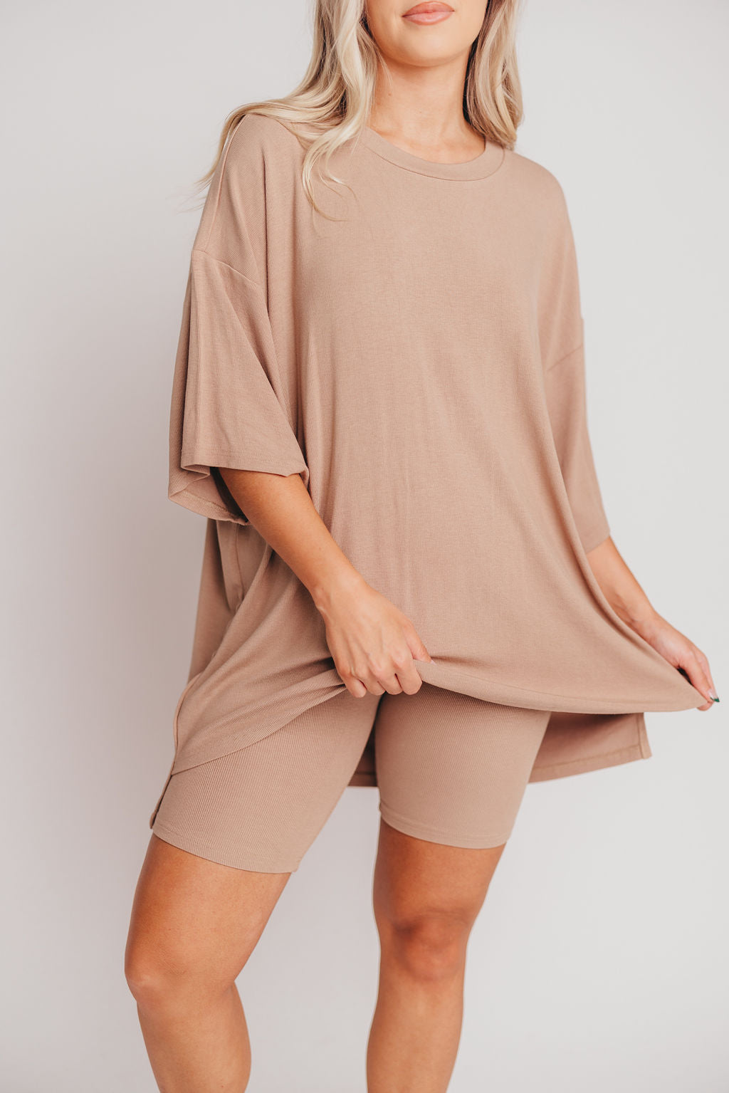 All Weekend Long Set - Short Sleeves - in Biscotti