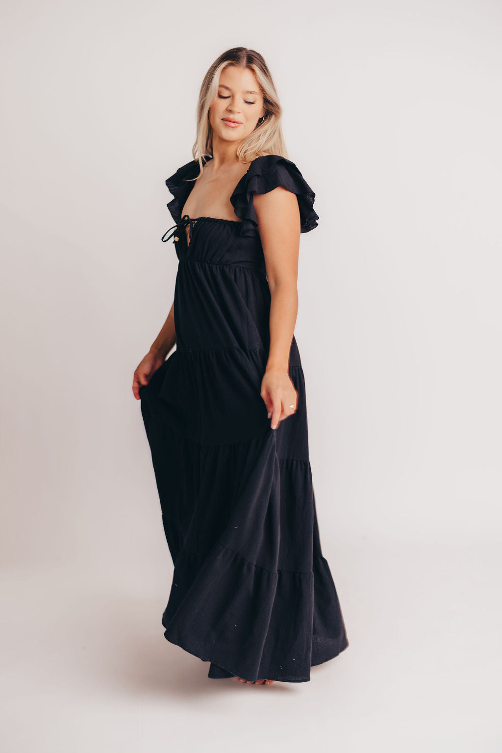Nymph Maxi Dress in Black - Handmade in Bali - Extended Sizes