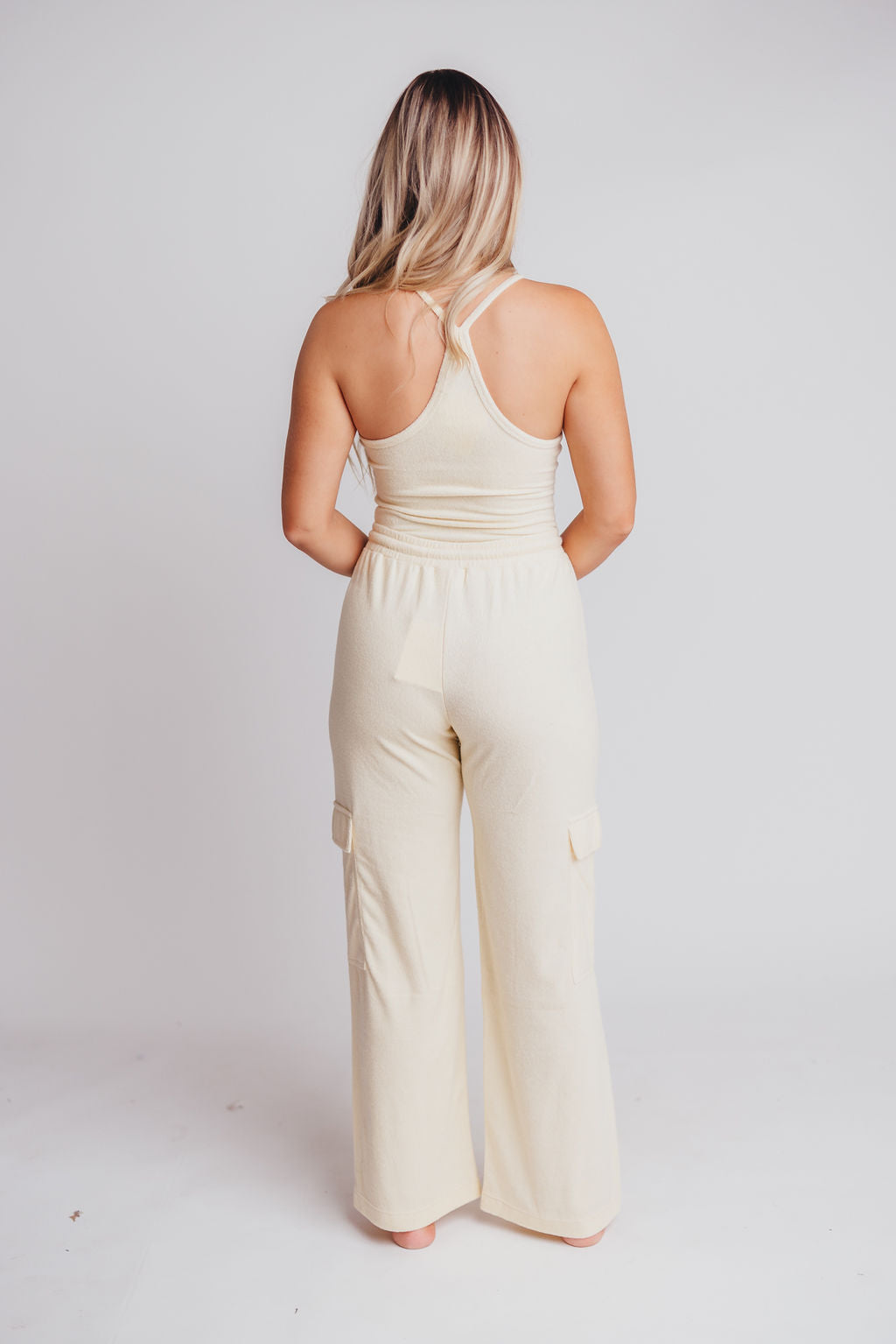 James Terrycloth Cargo Pant Set In Vanilla