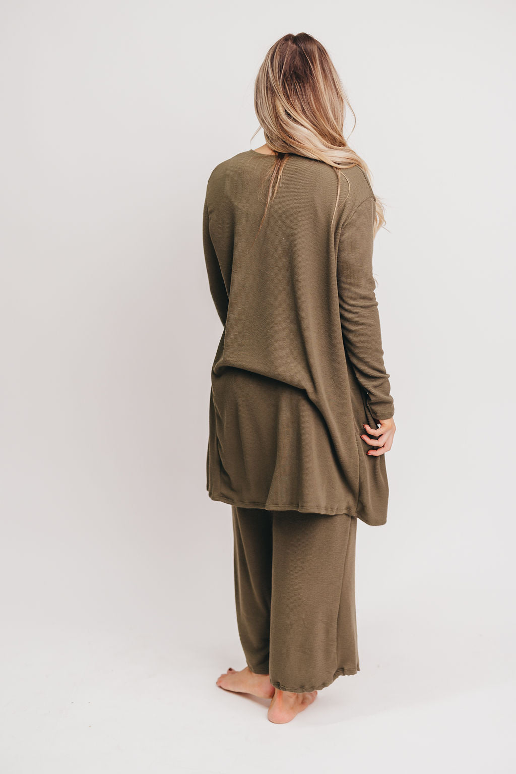 Betsy Ribbed Cardigan in Olive - Inclusive Sizing (S-2X)