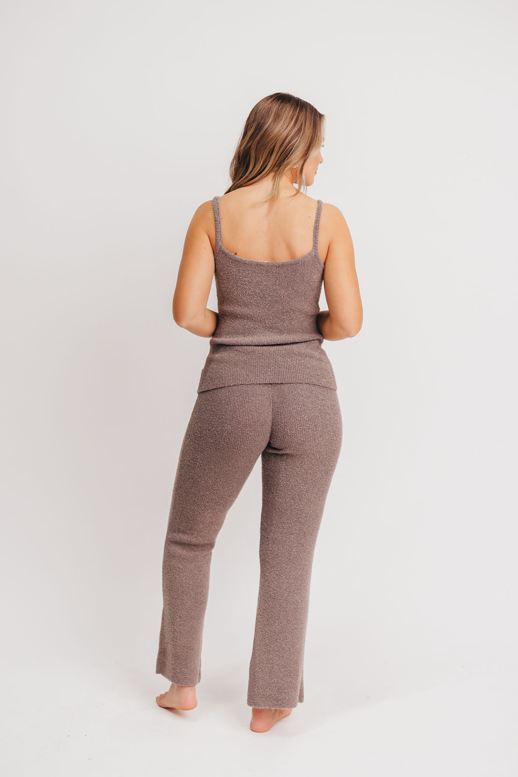 Miss Congeniality Knit Cami and Straight Pants with Side Slit Set in Grey