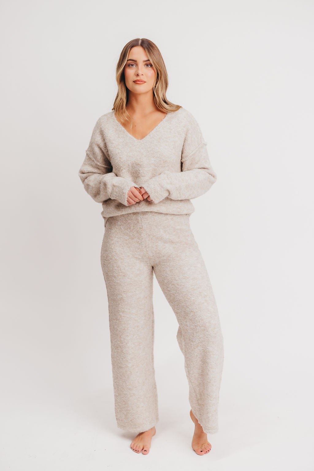 Xena Shearling Lounge Pants in Oatmeal