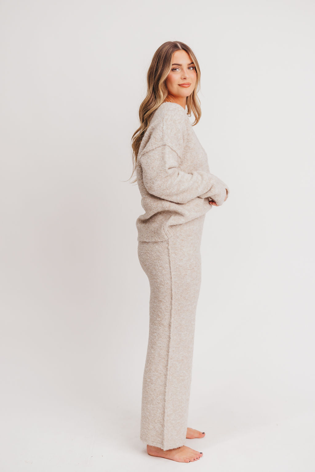 Xena Shearling Lounge Pants in Oatmeal