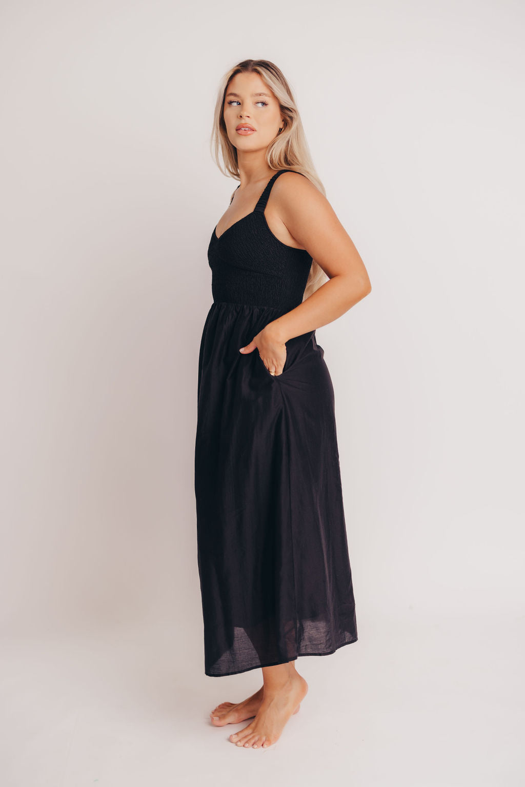 Casey Smocked Sweetheart Maxi Dress - Bump Friendly