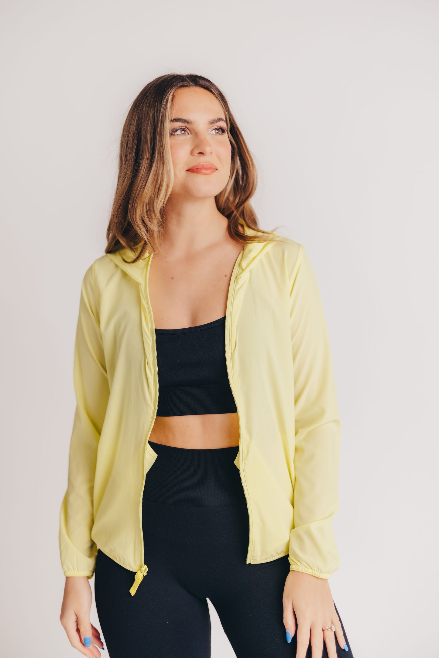 Cadence Zip-Up Running Jacket in Light Lime