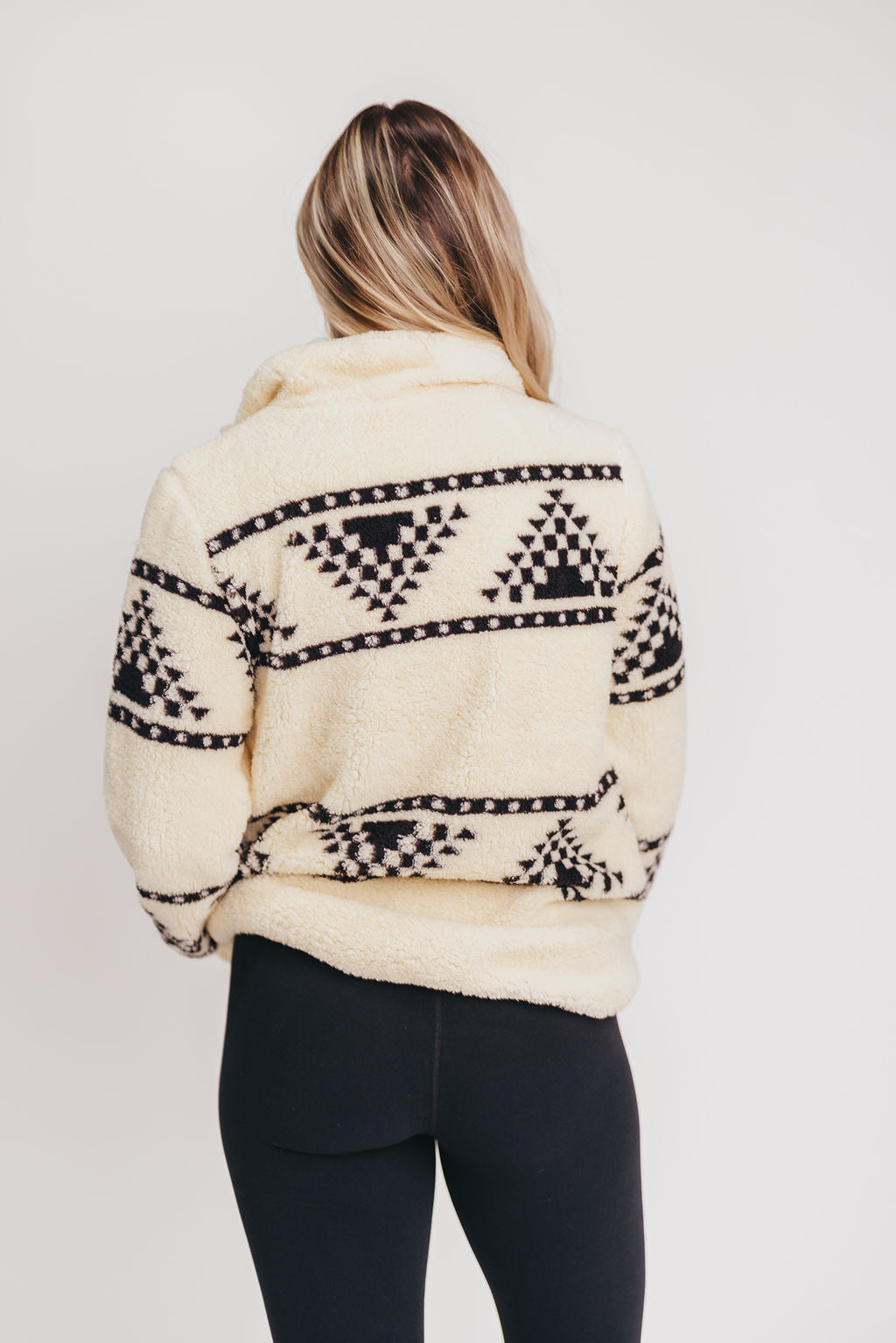 Terra Aztec Sherpa Pullover in Cream/Black