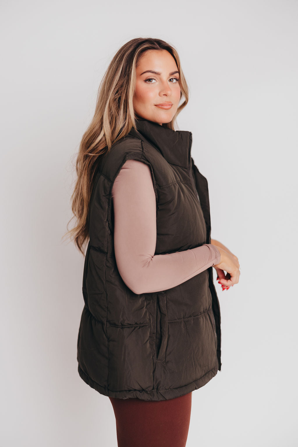 Kelsey Vest in Black Olive
