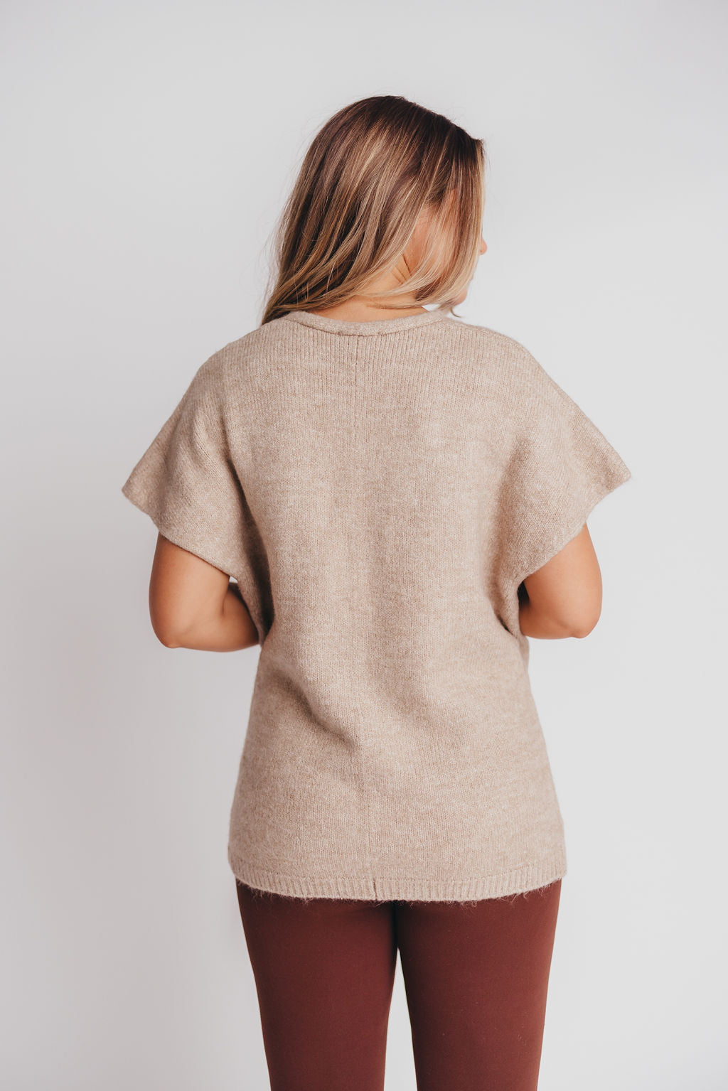 Julie Cross-Over Tunic Sweater in Beige