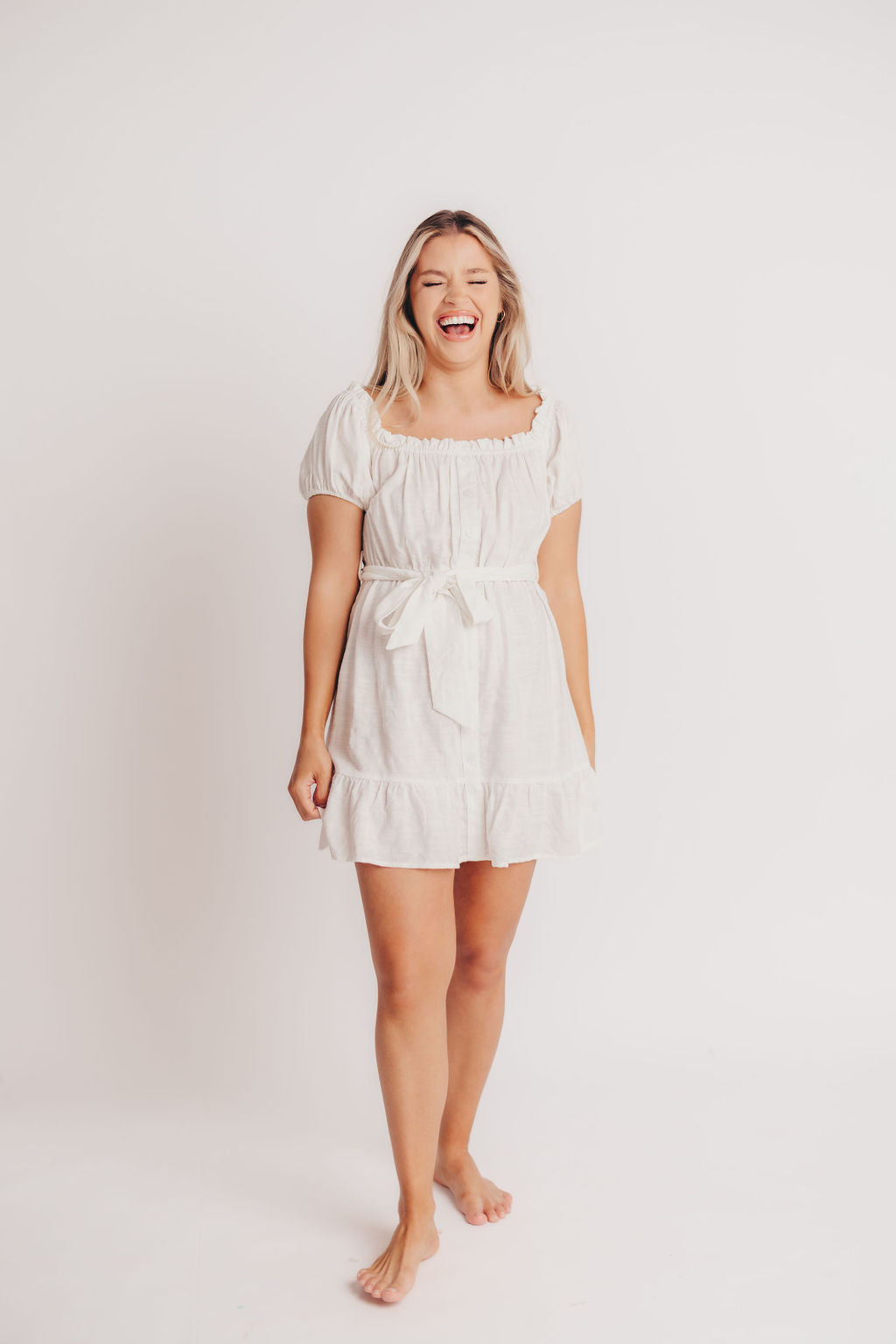 Aloha Off-the-Shoulder Mini Dress in White