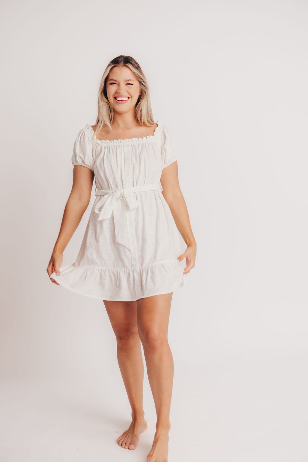 Aloha Off-the-Shoulder Mini Dress in White