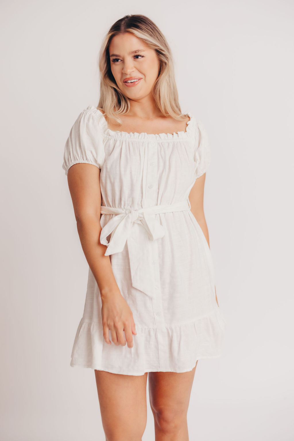 Aloha Off-the-Shoulder Mini Dress in White