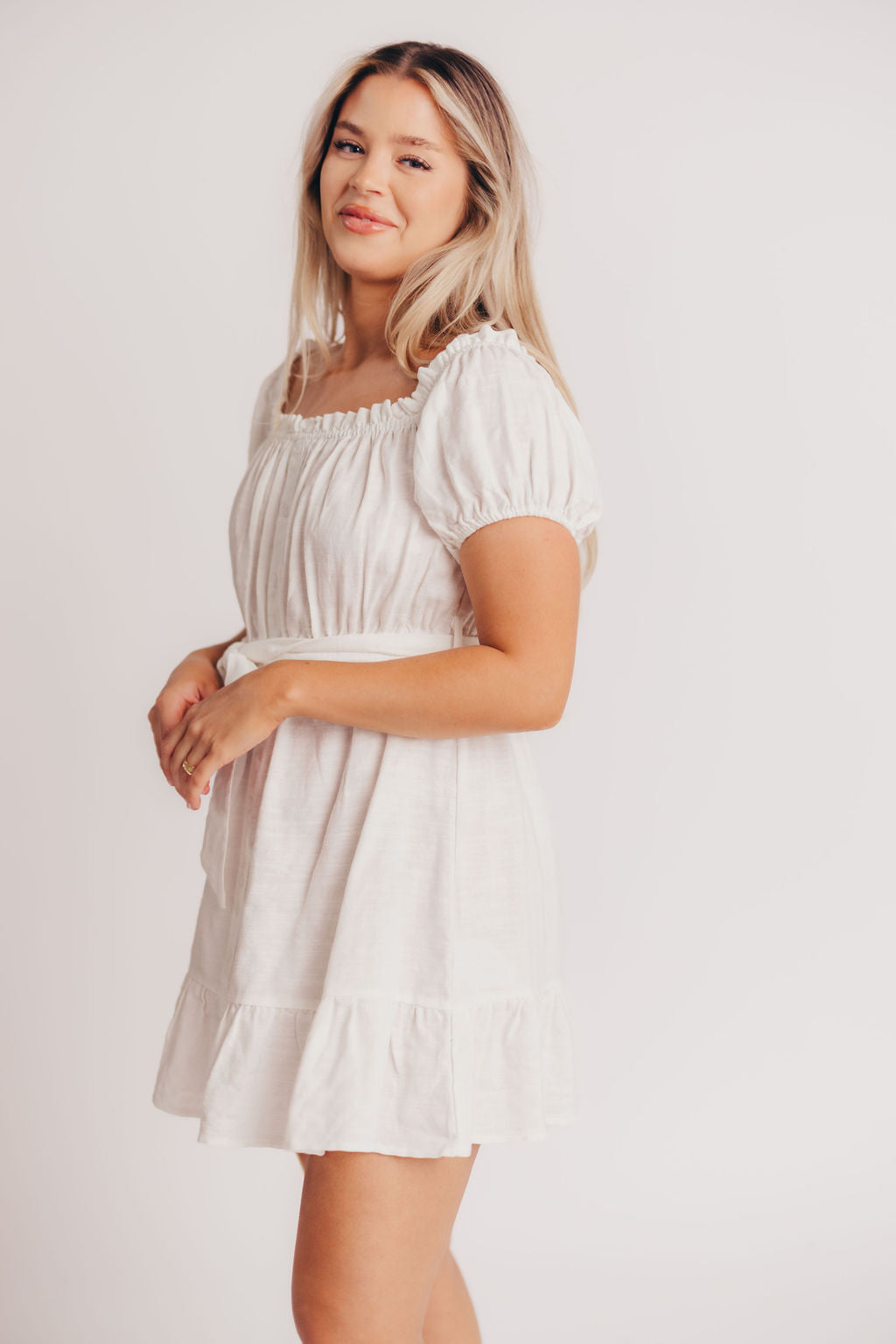 Aloha Off-the-Shoulder Mini Dress in White