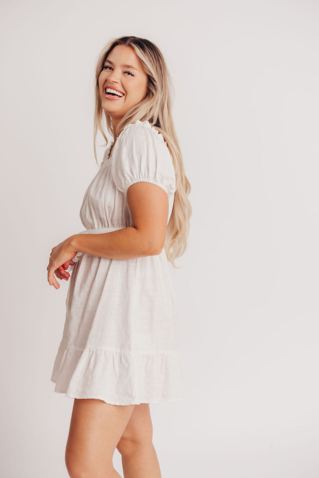 Aloha Off-the-Shoulder Mini Dress in White