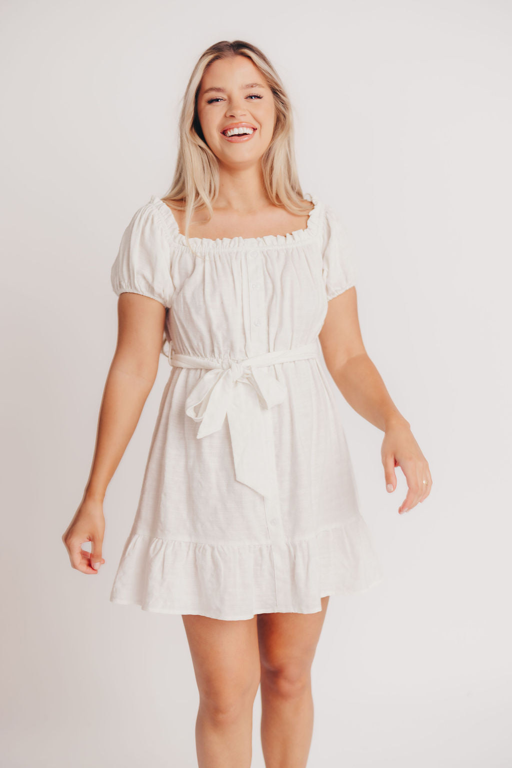 Aloha Off-the-Shoulder Mini Dress in White