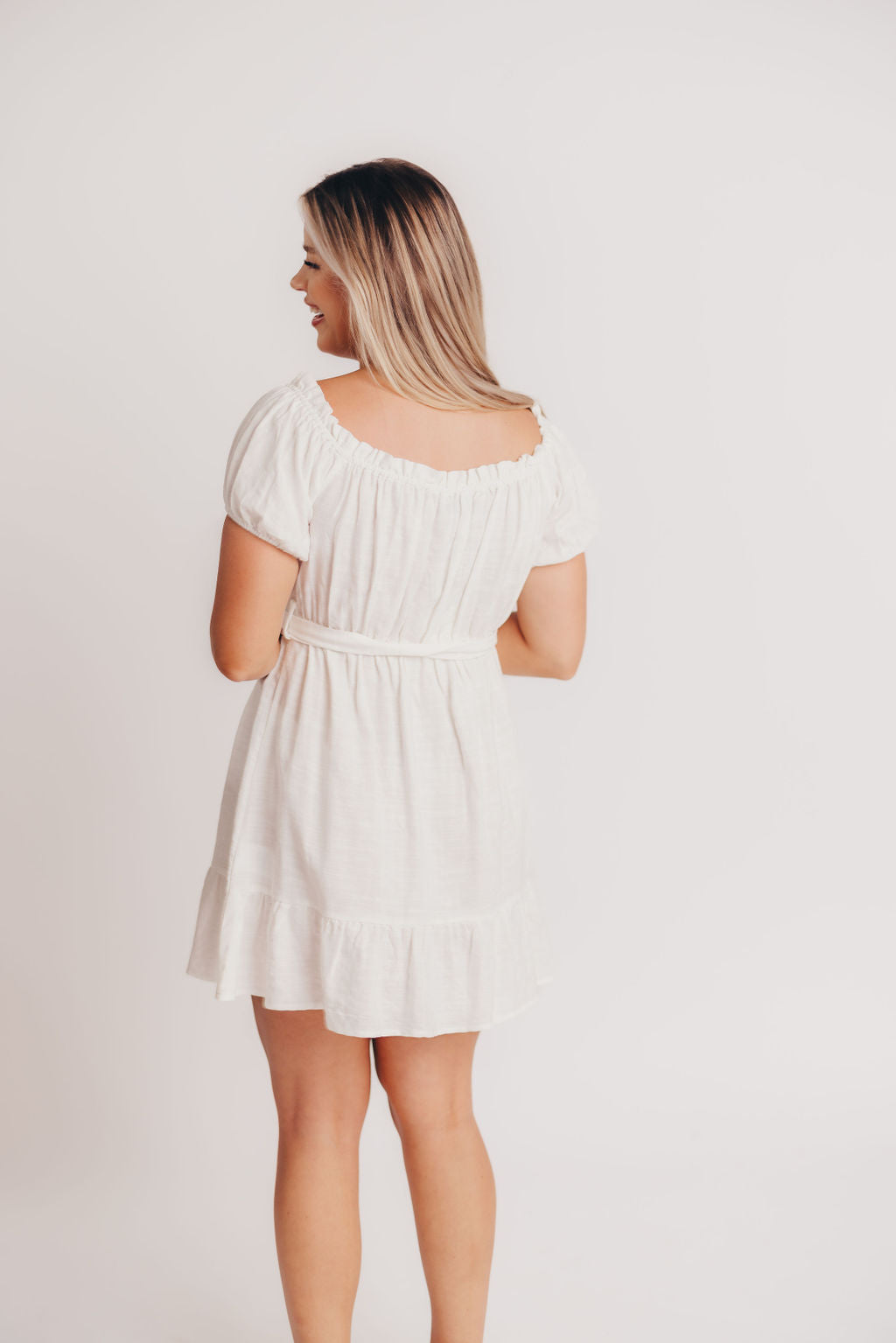 Aloha Off-the-Shoulder Mini Dress in White