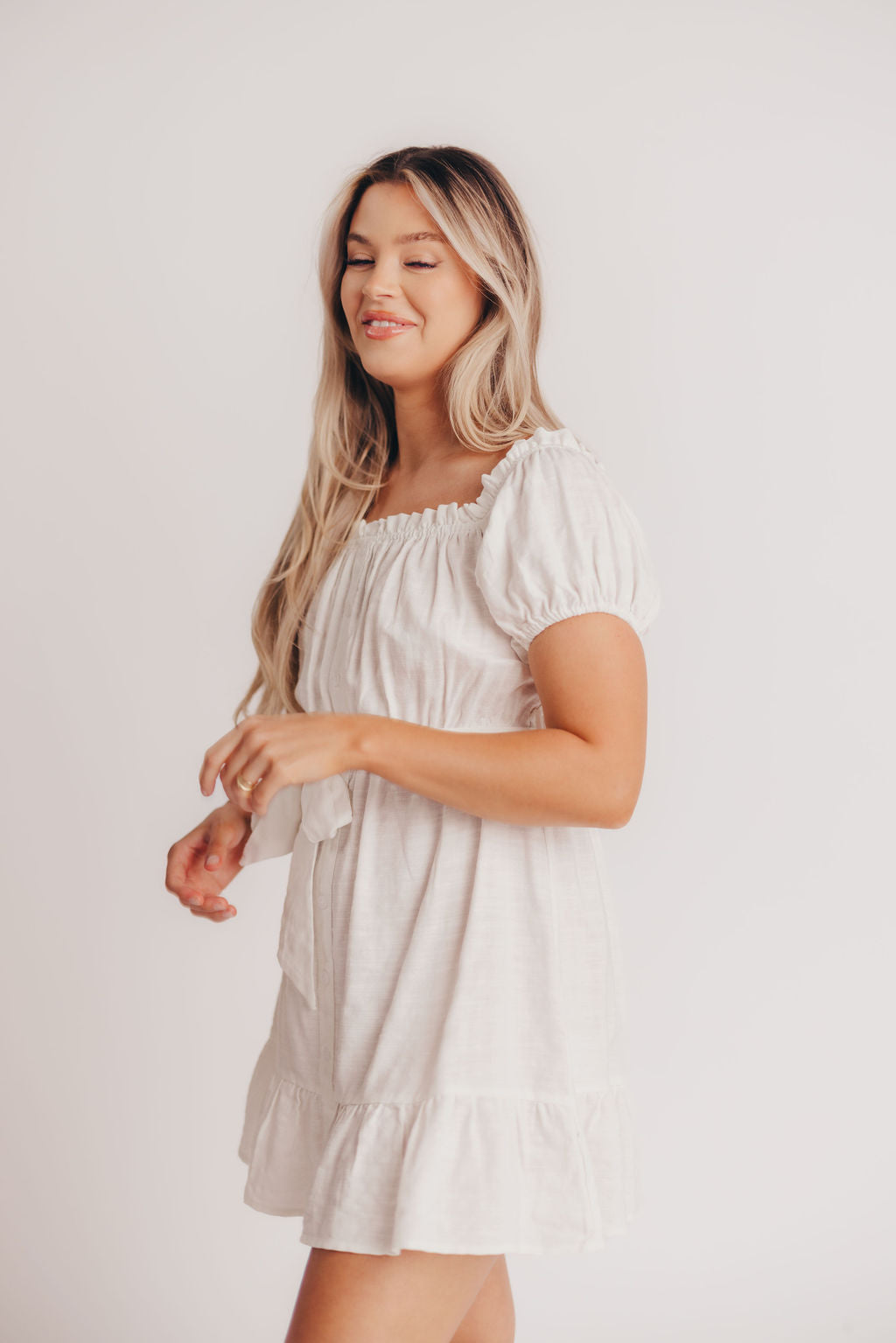 Aloha Off-the-Shoulder Mini Dress in White