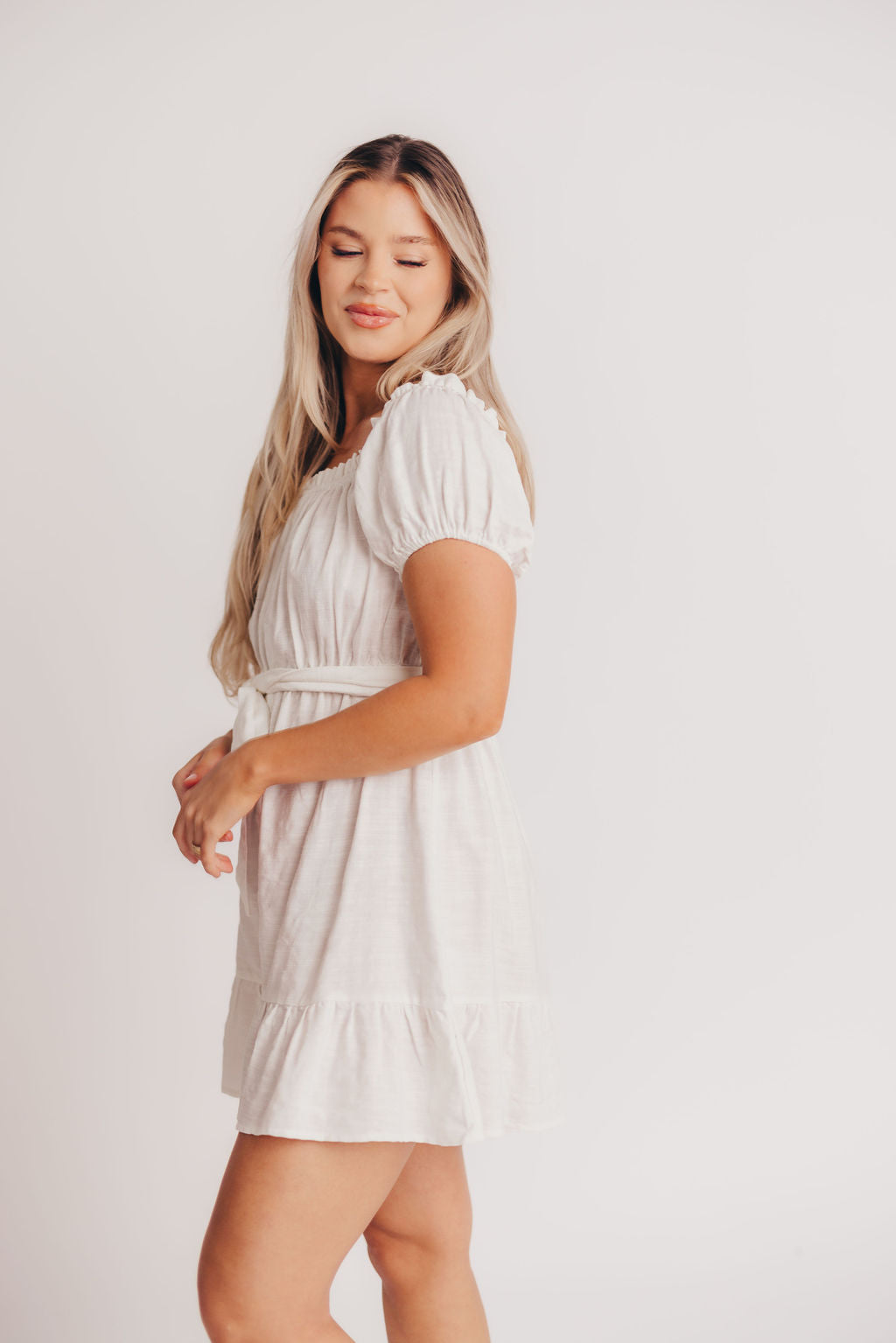 Aloha Off-the-Shoulder Mini Dress in White
