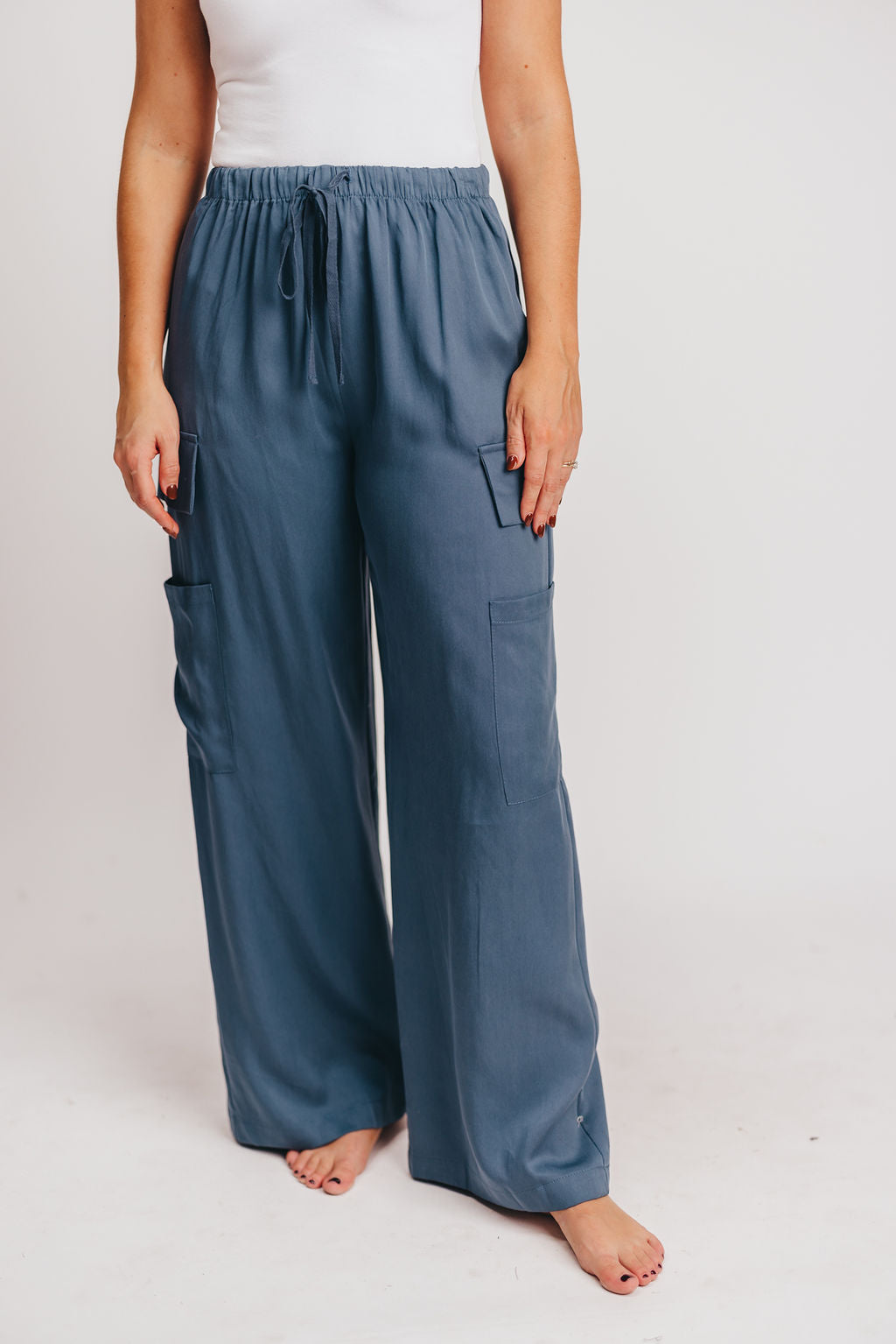 Chloe Tencel Cargo Pants in Storm